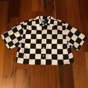 🏁Cropped checkered button up🏁